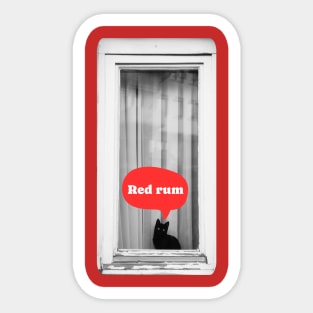 Red Rum Cute Murderous Black Cat Funny Design Sticker